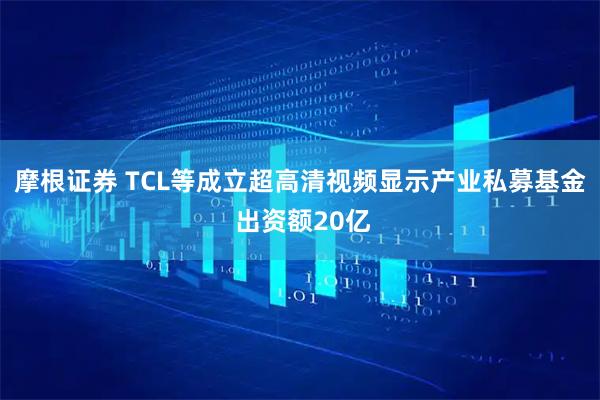 摩根证券 TCL等成立超高清视频显示产业私募基金 出资额20亿
