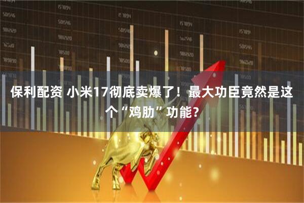 保利配资 小米17彻底卖爆了!最大功臣竟然是这个“鸡肋”功能?